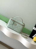 Chanel AP4933 Long Vanity with Chain Grained Shiny Calfskin Green