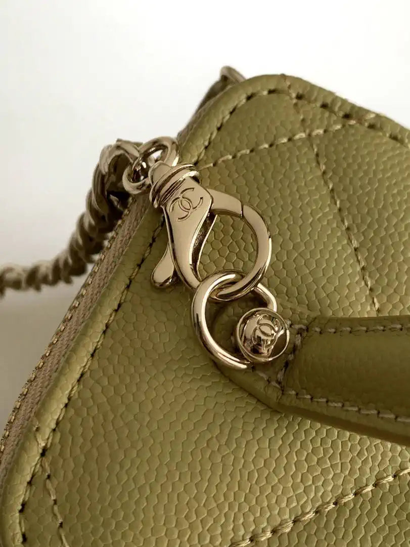 Chanel AP4933 Long Vanity with Chain Grained Shiny Calfskin Yellow