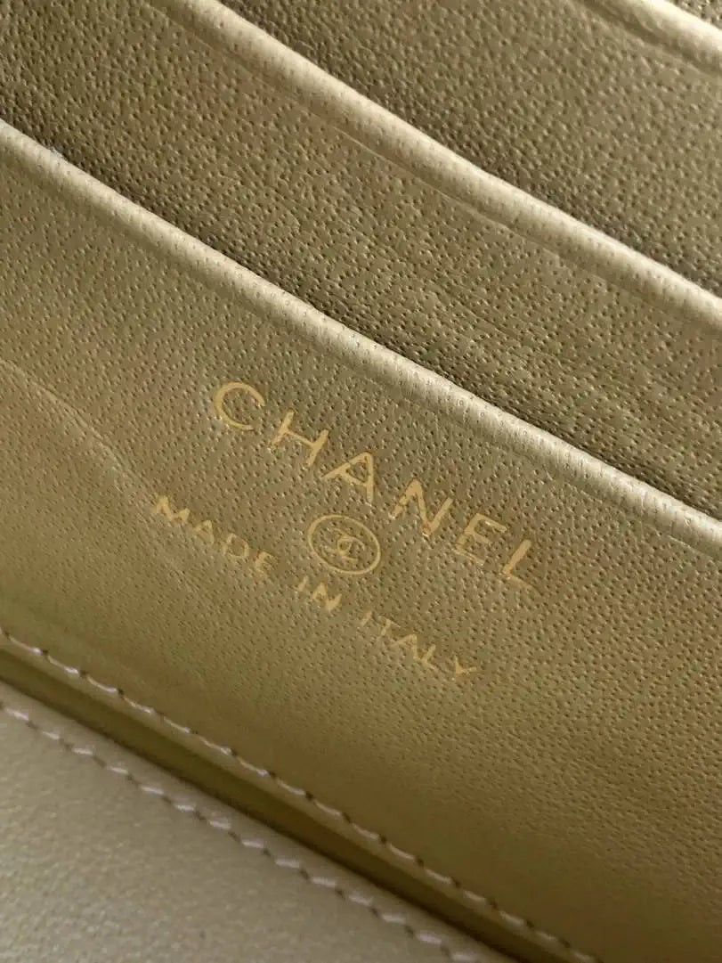 Chanel AP4933 Long Vanity with Chain Grained Shiny Calfskin Yellow