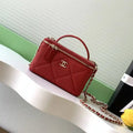 Chanel AP4933 Long Vanity with Chain Grained Shiny Calfskin Red