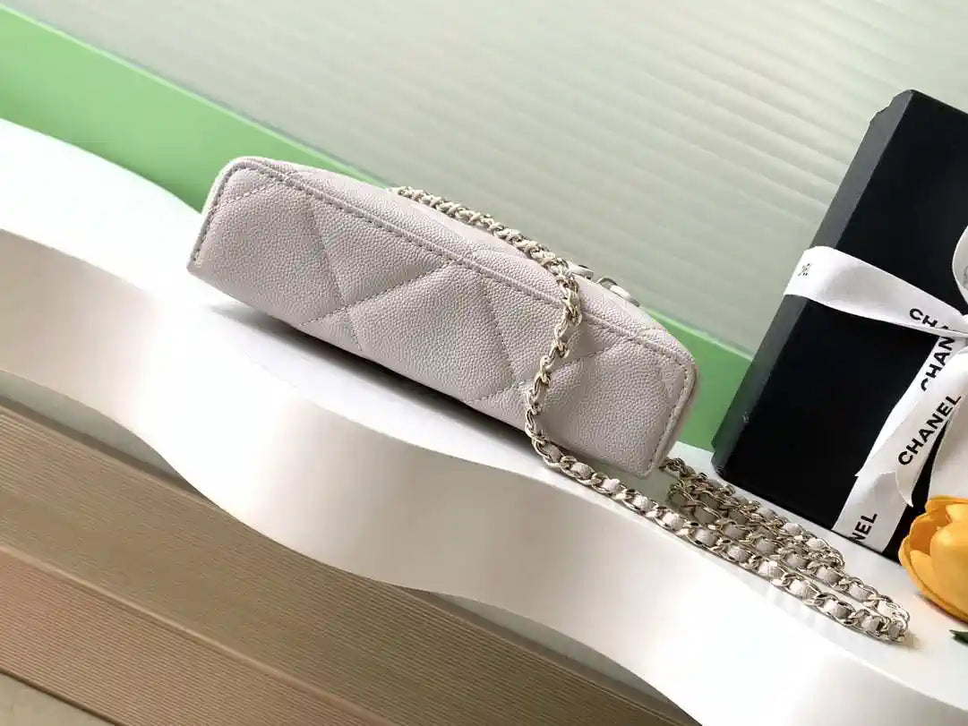 Chanel AP4936 Vanity with Chain Grained Shiny Calfskin & Gold-Tone Meta Beige