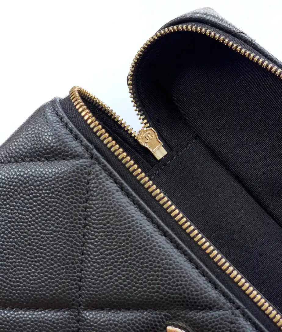 Chanel AP4936 Vanity with Chain Grained Shiny Calfskin & Gold-Tone Meta Black