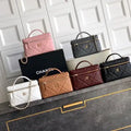 Chanel AP4936 Vanity with Chain Grained Shiny Calfskin & Gold-Tone Meta Brown
