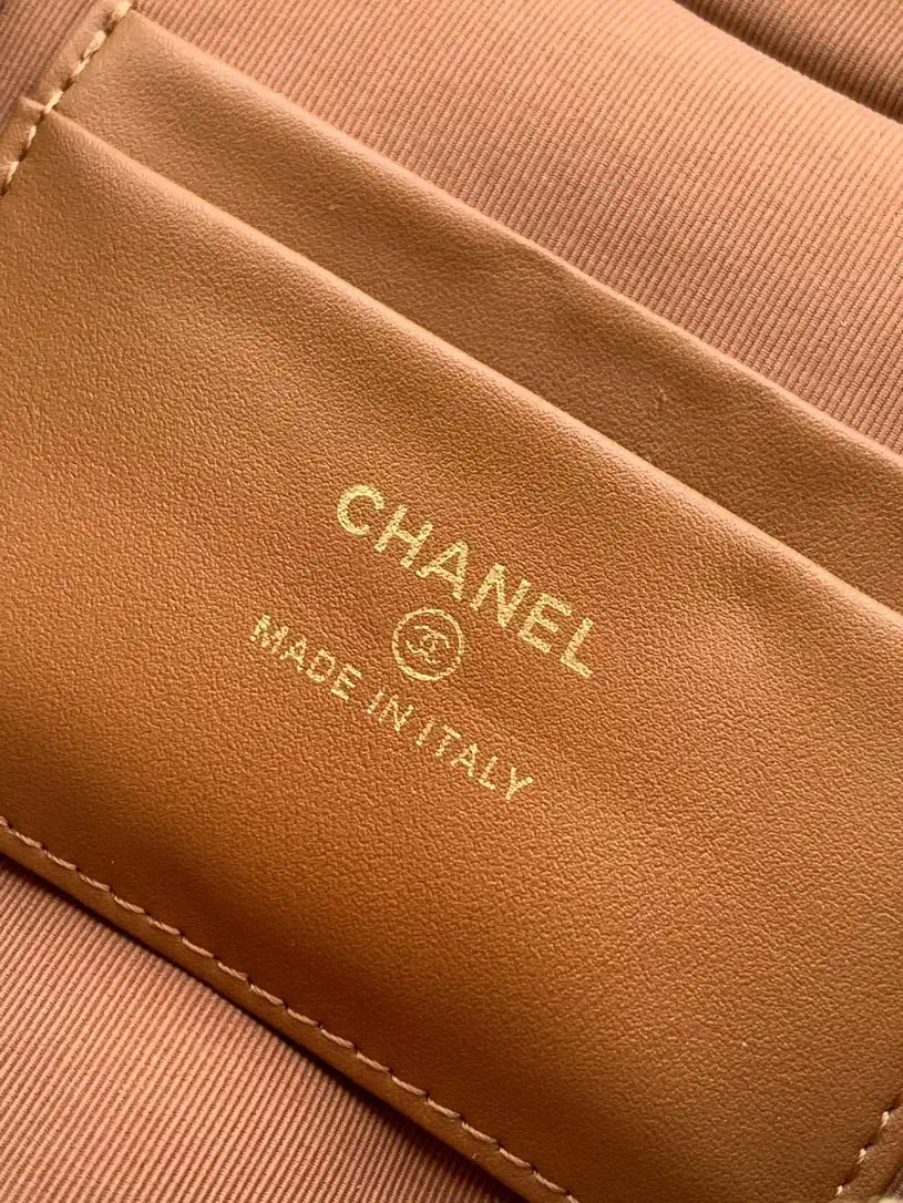 Chanel AP4936 Vanity with Chain Grained Shiny Calfskin & Gold-Tone Meta Brown