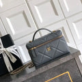 Chanel AP4936 Vanity with Chain Grained Shiny Calfskin & Gold-Tone Meta Gray