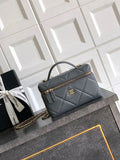 Chanel AP4936 Vanity with Chain Grained Shiny Calfskin & Gold-Tone Meta Gray