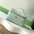 Chanel AP4936 Vanity with Chain Grained Shiny Calfskin & Gold-Tone Meta Green