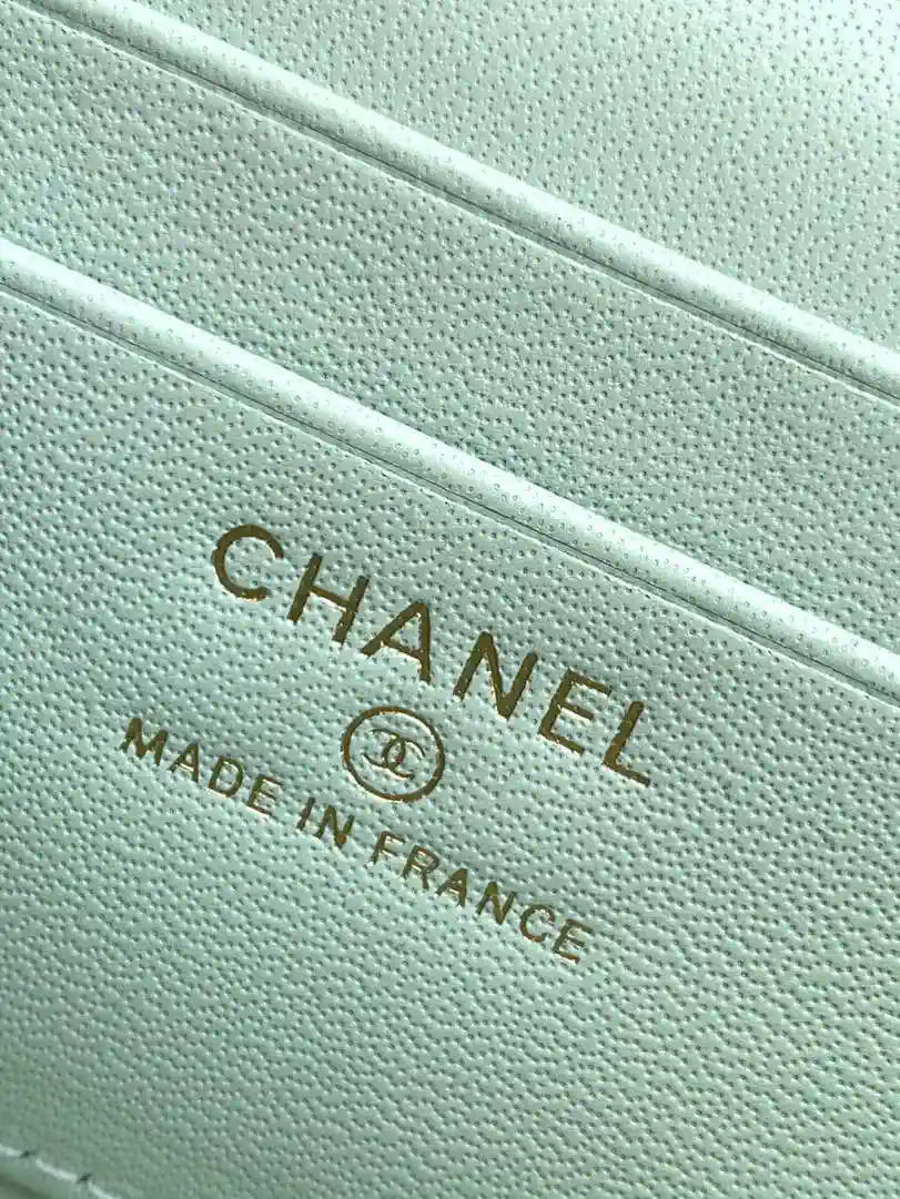 Chanel AP4936 Vanity with Chain Grained Shiny Calfskin & Gold-Tone Meta Green