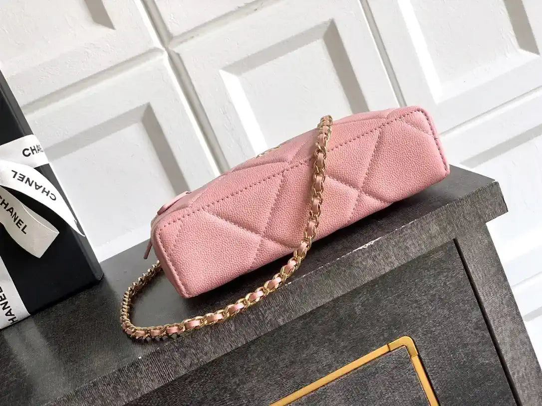 Chanel AP4936 Vanity with Chain Grained Shiny Calfskin & Gold-Tone Meta Pink