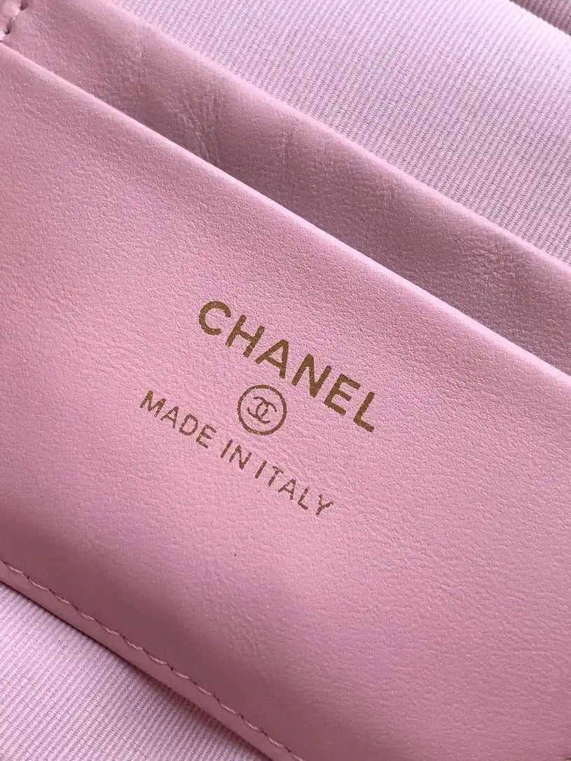 Chanel AP4936 Vanity with Chain Grained Shiny Calfskin & Gold-Tone Meta Pink