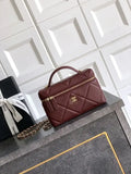 Chanel AP4936 Vanity with Chain Grained Shiny Calfskin & Gold-Tone Meta Wine Red