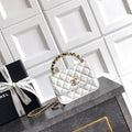 Chanel AP4975 Clutch With Chain Lambskin Imitation Pearls & Gold-Tone Metal White