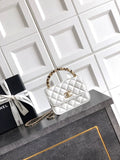 Chanel AP4975 Clutch With Chain Lambskin Imitation Pearls & Gold-Tone Metal White