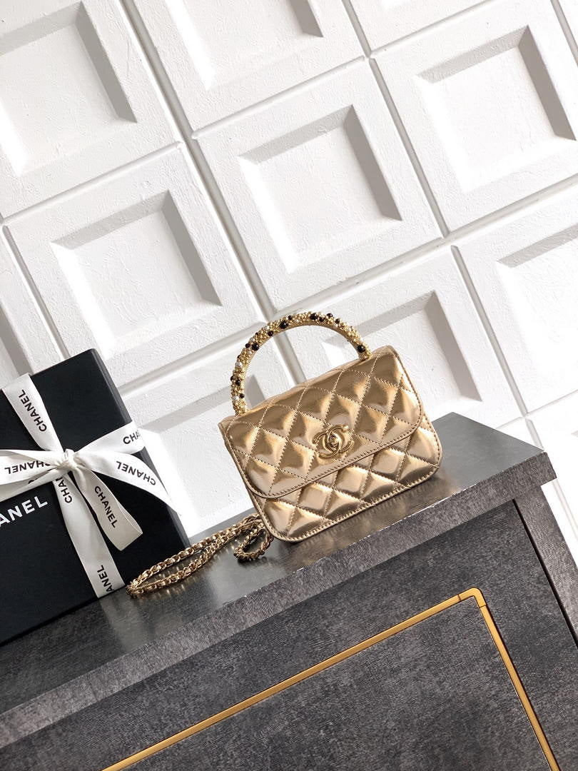 Chanel AP4975 Clutch With Chain Lambskin Imitation Pearls & Gold-Tone Metal  Gold