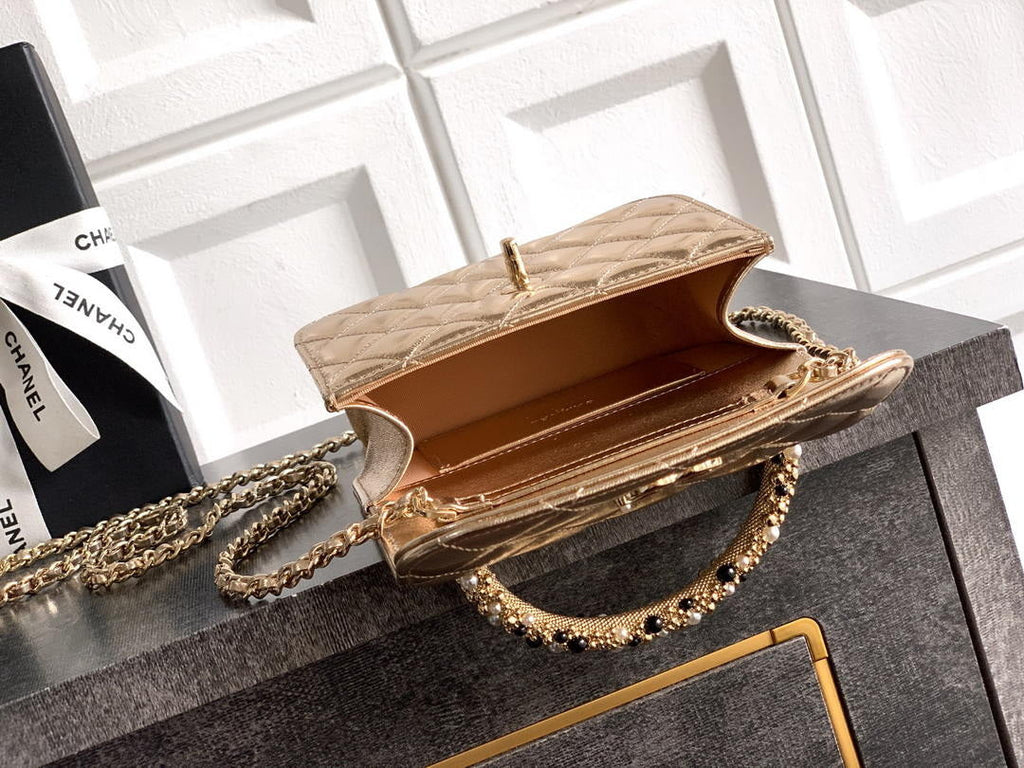 Chanel AP4975 Clutch With Chain Lambskin Imitation Pearls & Gold-Tone Metal  Gold