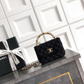 Chanel AP4975 Clutch With Chain Tweed  Imitation Pearls & Gold-Tone Metal  Black