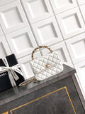 Chanel AP4976 Clutch With Chain White Lambskin Imitation Pearls & Gold-Tone Metal
