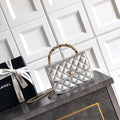 Chanel AP4976 Clutch With Chain Silver Lambskin Imitation Pearls & Gold-Tone Metal