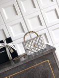 Chanel AP4976 Clutch With Chain Silver Lambskin Imitation Pearls & Gold-Tone Metal