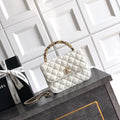Chanel AP4976 Clutch With Chain Tweed  Imitation Pearls & Gold-Tone Metal White