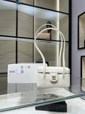 Chanel AP5067 26SS Long Vanity with Leather Strap Grained Shiny Calfskin & Gold-Tone Metal White