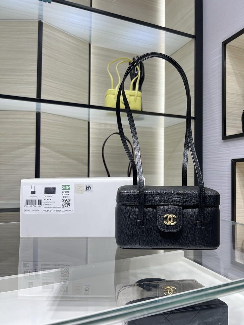 Chanel AP5067 26SS Long Vanity with Leather Strap Black