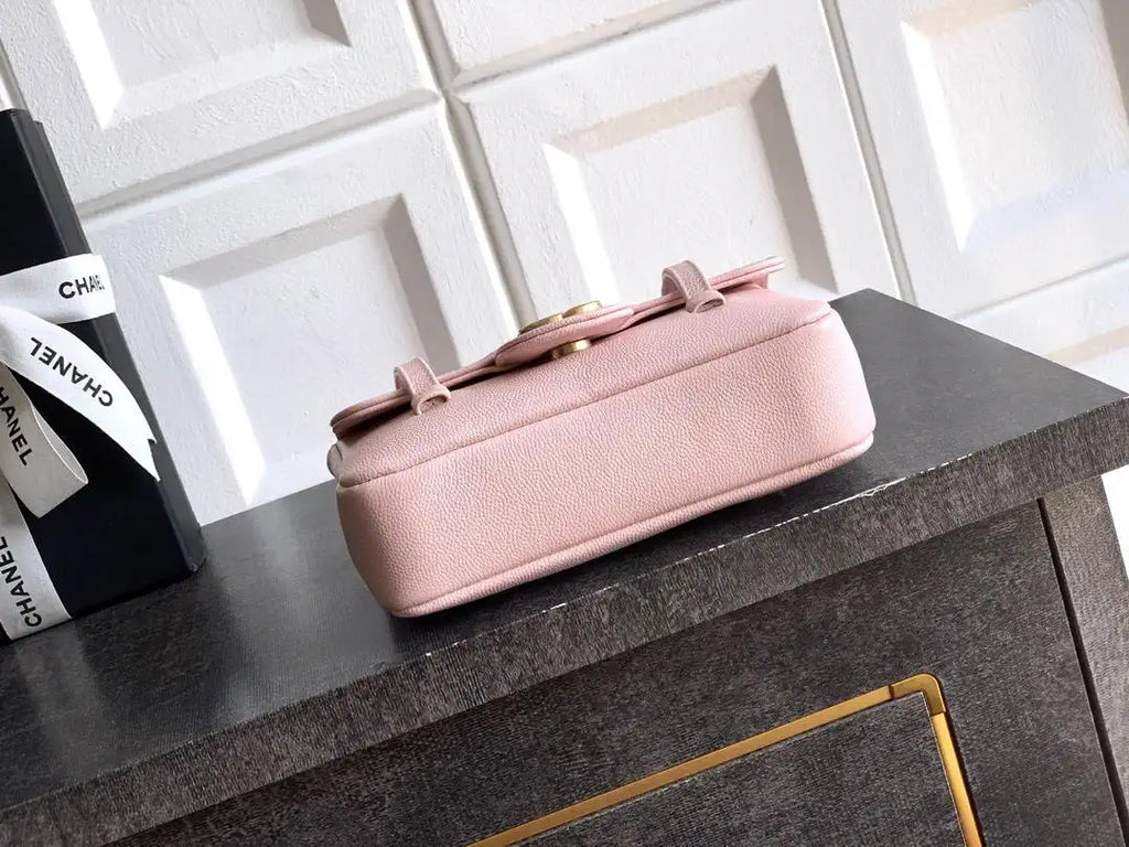 Chanel AP5068 Mini Flap Bag Grained Shiny Calfskin & Gold-Tone Metal Pink