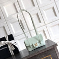 Chanel AP5068 Mini Flap Bag Grained Shiny Calfskin & Gold-Tone Metal Light gray-green