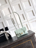 Chanel AP5068 Mini Flap Bag Grained Shiny Calfskin & Gold-Tone Metal Light gray-green