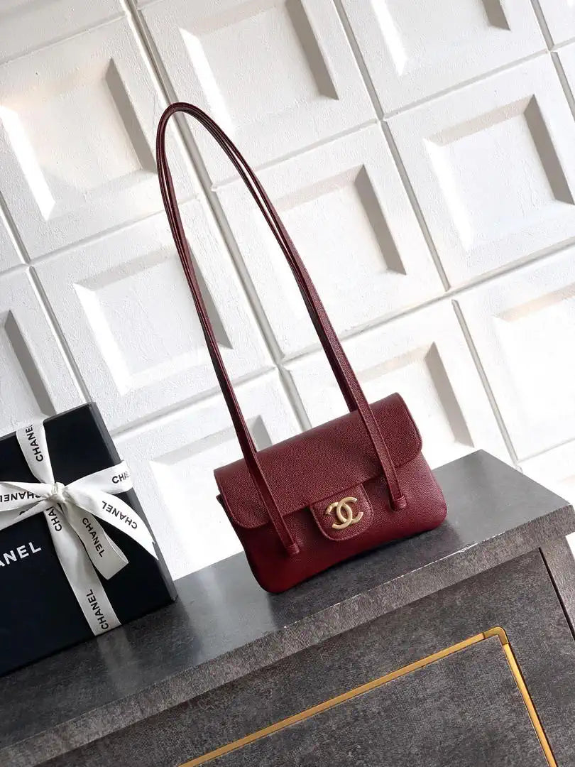 Chanel AP5068 Mini Flap Bag Grained Shiny Calfskin & Gold-Tone Metal Red