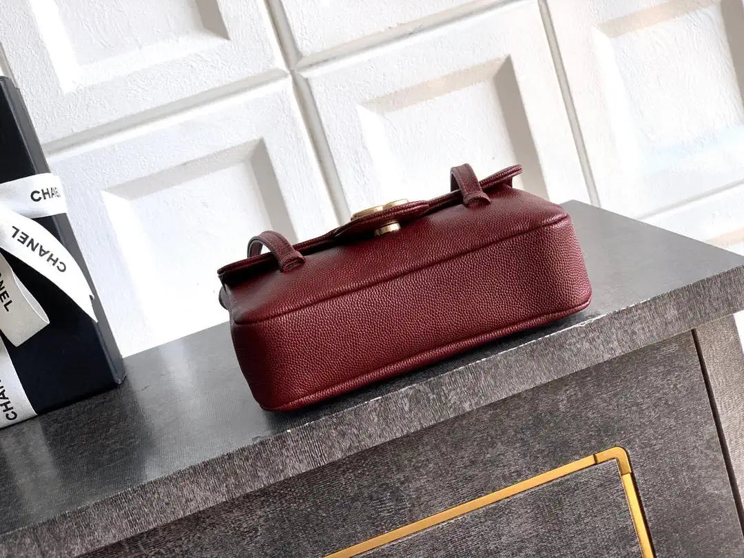 Chanel AP5068 Mini Flap Bag Grained Shiny Calfskin & Gold-Tone Metal Red