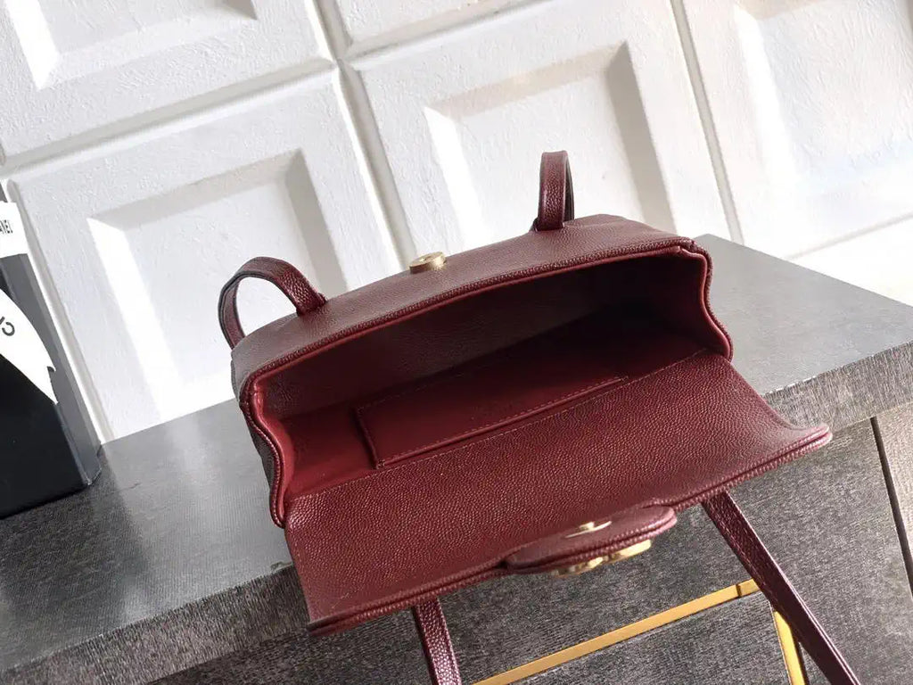 Chanel AP5068 Mini Flap Bag Grained Shiny Calfskin & Gold-Tone Metal Red
