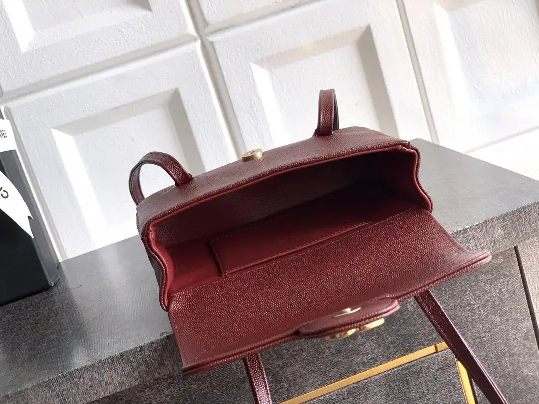 Chanel AP5068 Mini Flap Bag Grained Shiny Calfskin & Gold-Tone Metal Red