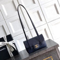 Chanel AP5068 Mini Flap Bag Grained Shiny Calfskin & Gold-Tone Metal Navy Blue