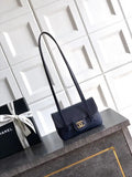 Chanel AP5068 Mini Flap Bag Grained Shiny Calfskin & Gold-Tone Metal Navy Blue