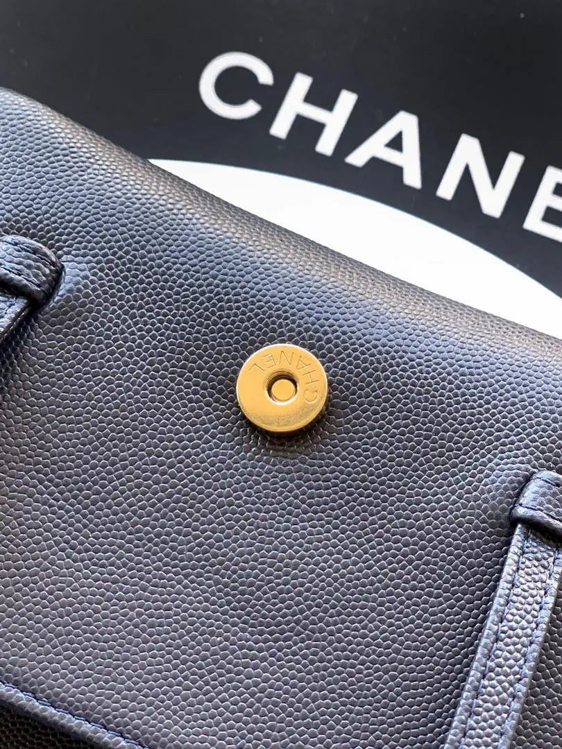 Chanel AP5068 Mini Flap Bag Grained Shiny Calfskin & Gold-Tone Metal Navy Blue