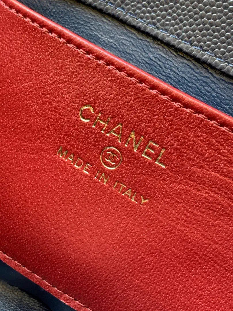 Chanel AP5068 Mini Flap Bag Grained Shiny Calfskin & Gold-Tone Metal Navy Blue