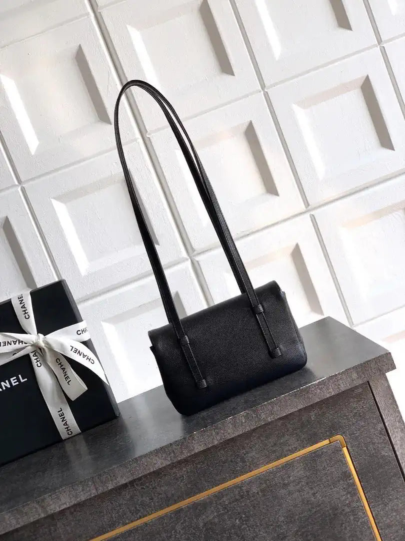 Chanel AP5068 Mini Flap Bag Grained Shiny Calfskin & Gold-Tone Metal  Black