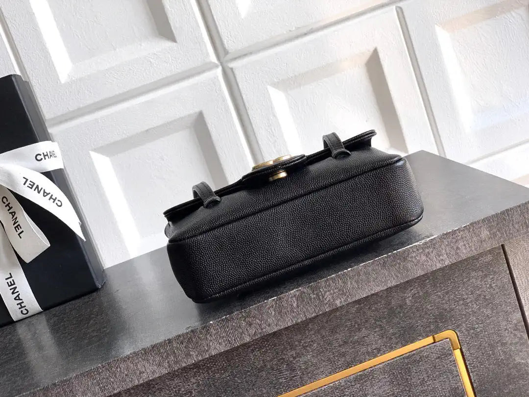 Chanel AP5068 Mini Flap Bag Grained Shiny Calfskin & Gold-Tone Metal  Black