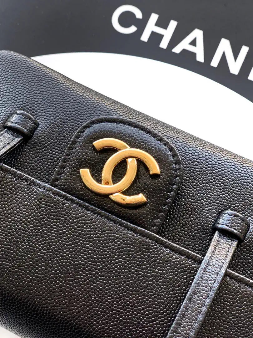 Chanel AP5068 Mini Flap Bag Grained Shiny Calfskin & Gold-Tone Metal  Black