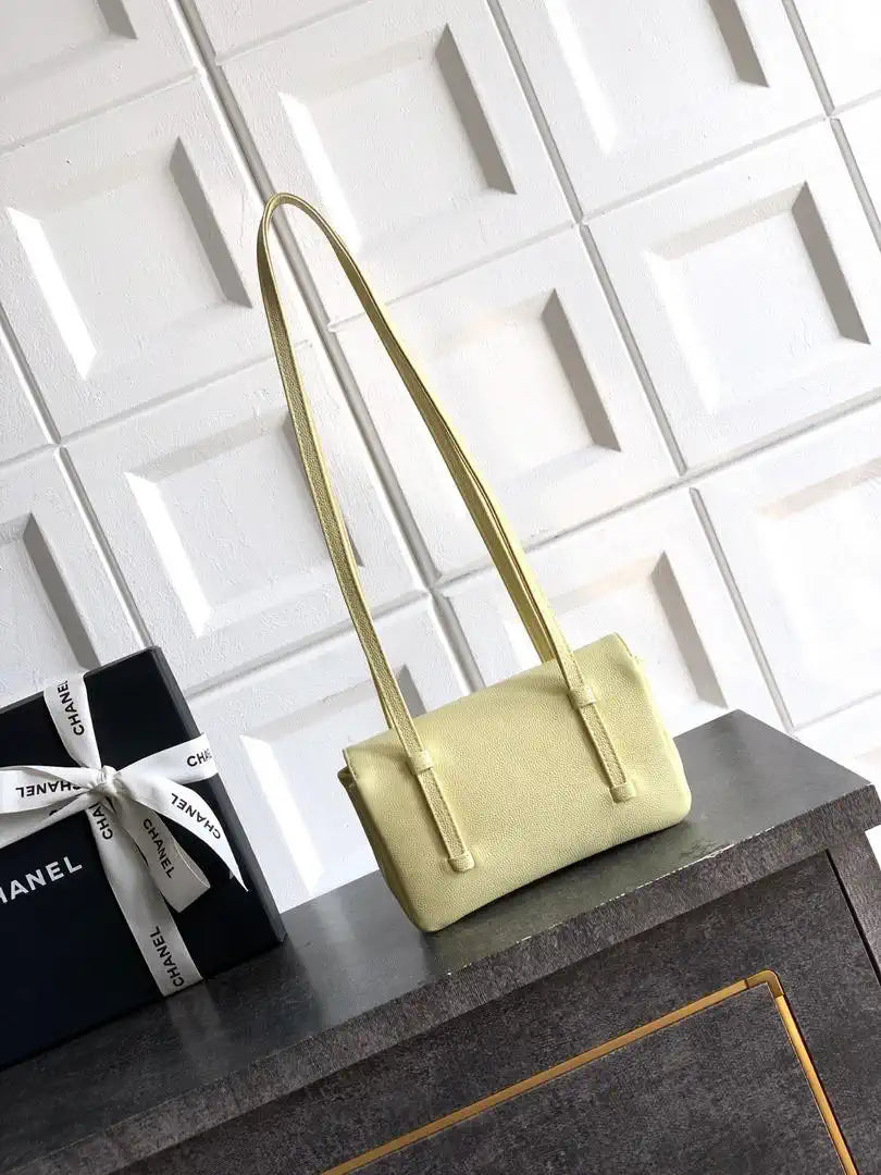 Chanel AP5068 Mini Flap Bag Grained Shiny Calfskin & Gold-Tone Metal Light Yellow