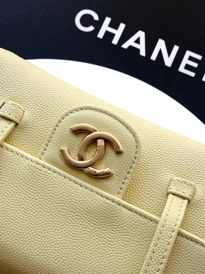 Chanel AP5068 Mini Flap Bag Grained Shiny Calfskin & Gold-Tone Metal Light Yellow