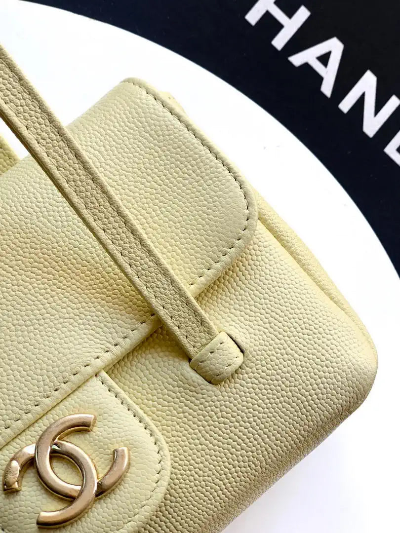 Chanel AP5068 Mini Flap Bag Grained Shiny Calfskin & Gold-Tone Metal Light Yellow