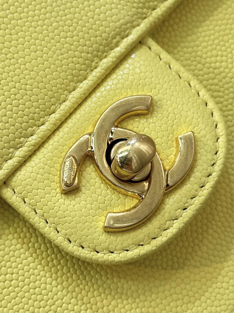 Chanel AP5068 Mini Flap Bag Grained Shiny Calfskin & Gold-Tone Metal Yellow