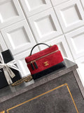 Chanel AP5186 26SS Vanity with Chain Suede Calfskin Shiny Lambskin & Gold-Tone Metal Red & Black