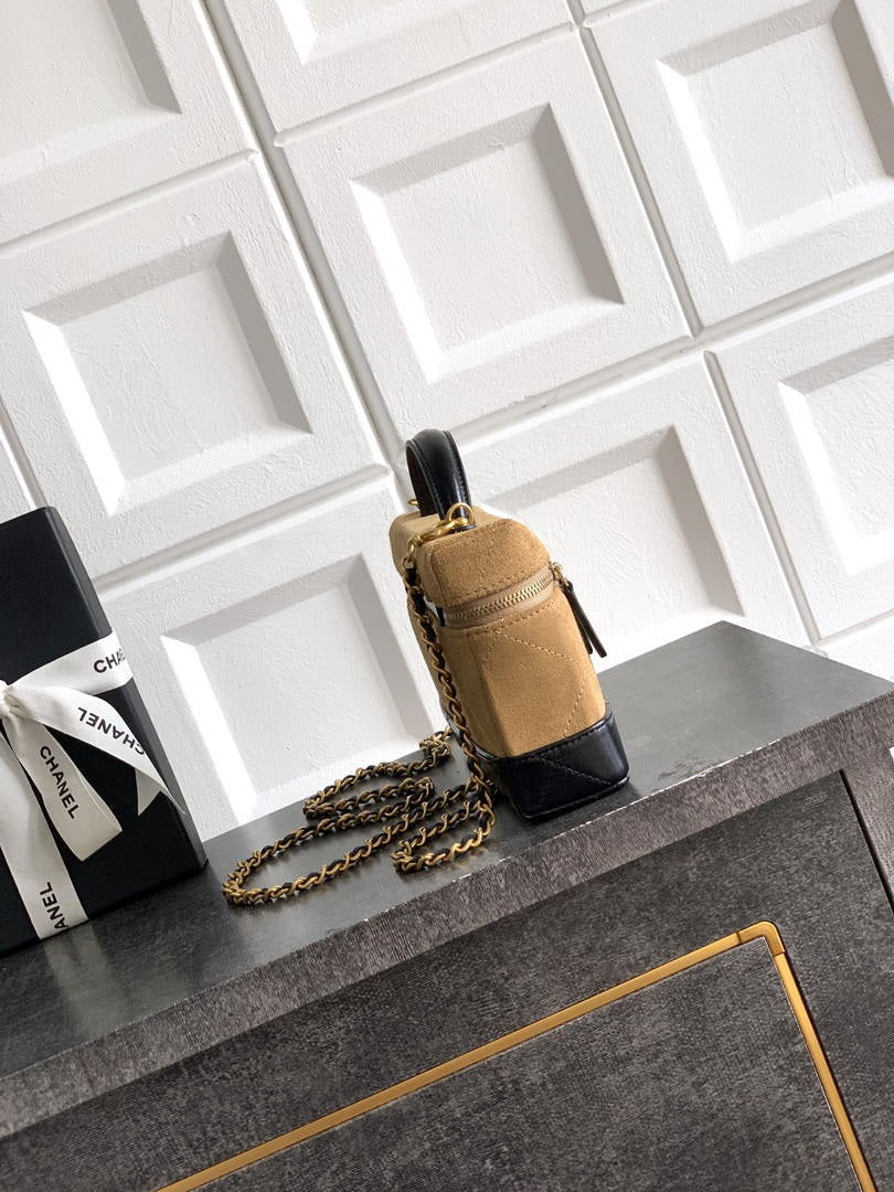 Chanel AP5186 26SS Vanity with Chain Suede Calfskin Shiny Lambskin & Gold-Tone Metal Brown & Black