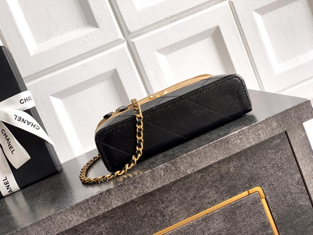 Chanel AP5186 26SS Vanity with Chain Suede Calfskin Shiny Lambskin & Gold-Tone Metal Brown & Black
