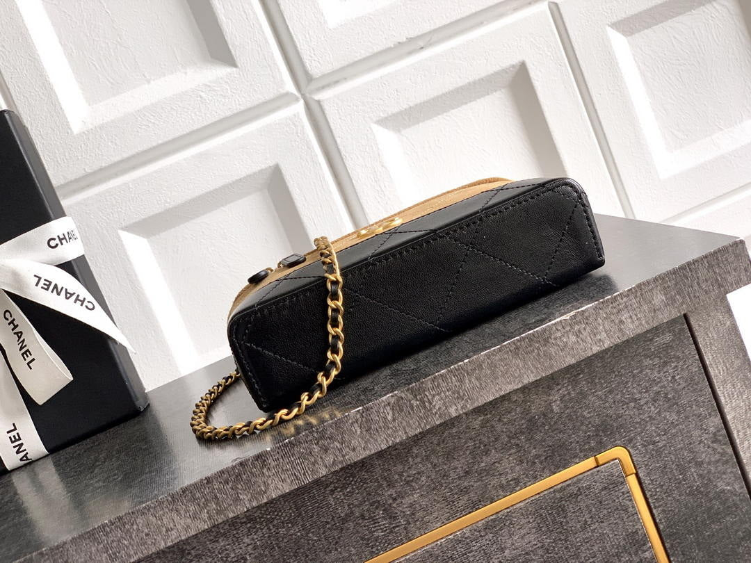 Chanel AP5186 26SS Vanity with Chain Suede Calfskin Shiny Lambskin & Gold-Tone Metal Brown & Black