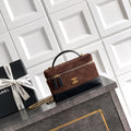 Chanel AP5186 26SS Vanity with Chain Suede Calfskin Shiny Lambskin & Gold-Tone Metal Dark Brown & Black