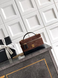 Chanel AP5186 26SS Vanity with Chain Suede Calfskin Shiny Lambskin & Gold-Tone Metal Dark Brown & Black